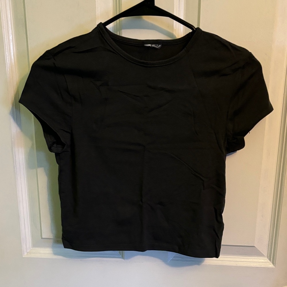 H&M Dark Grey Basic Cropped T-Shirt